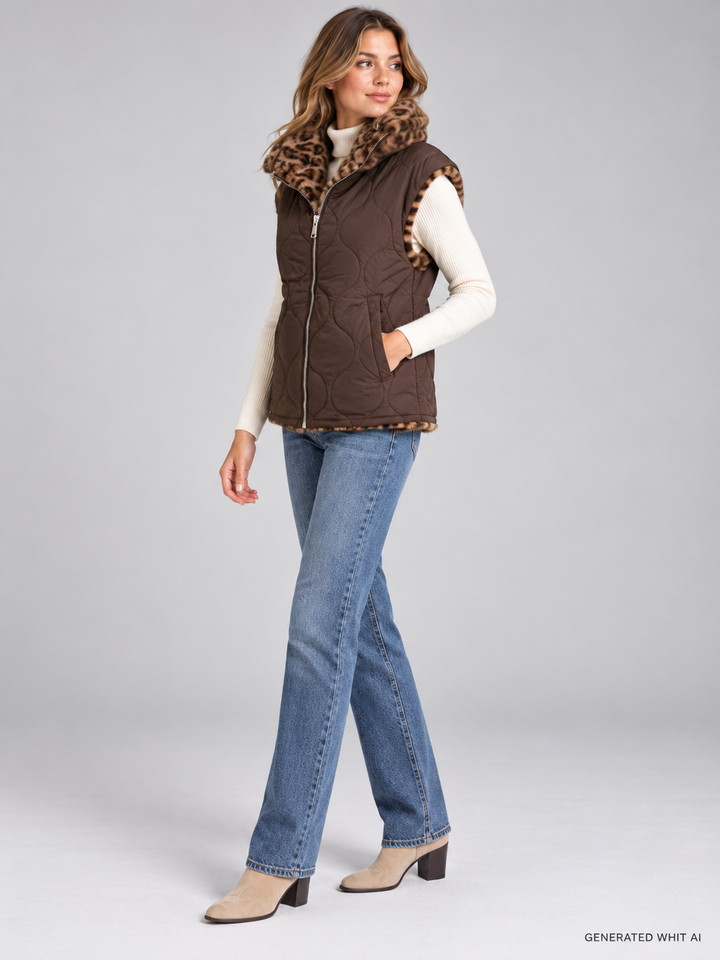 Gilet reversibile in ecopelliccia