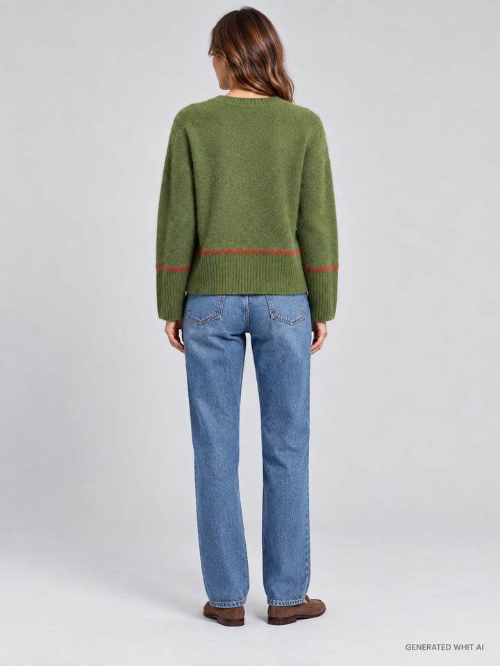 Maglia boxy verde in lana e cashmere