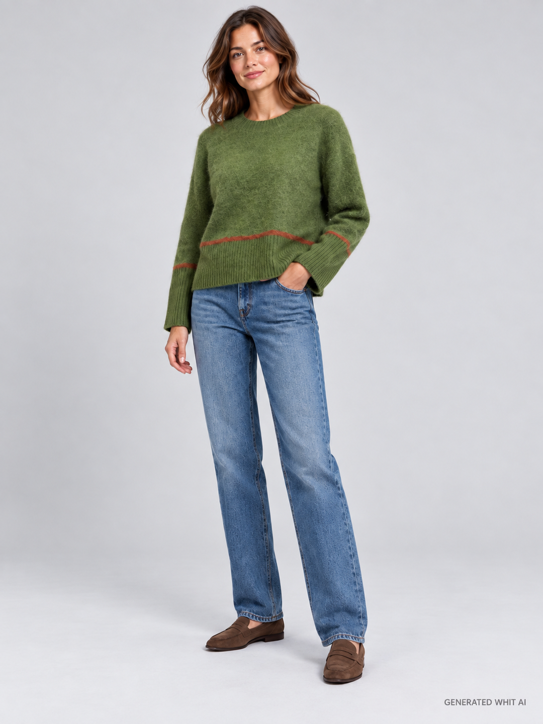 Maglia boxy verde in lana e cashmere