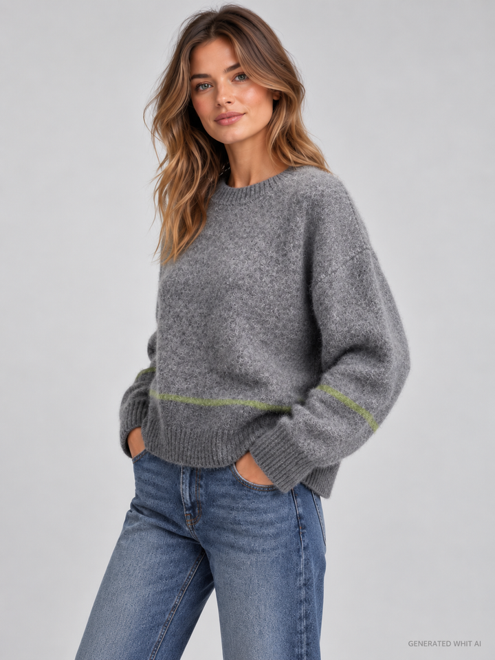 Maglia boxy grigia in lana e cashmere