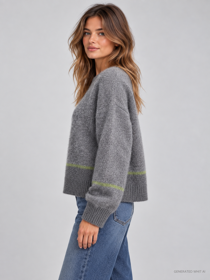 Maglia boxy grigia in lana e cashmere