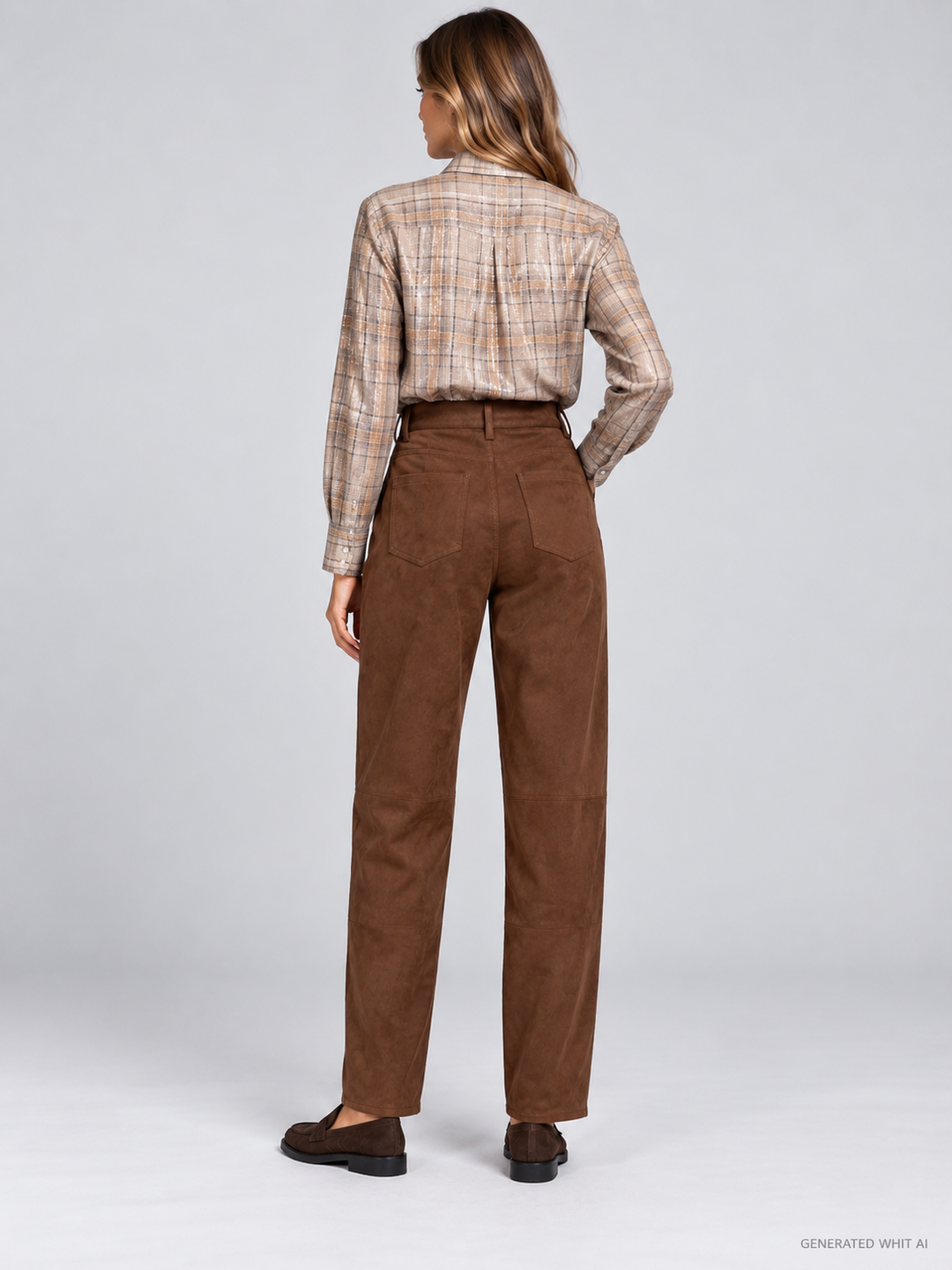 Camicia oversize check con paillettes all over