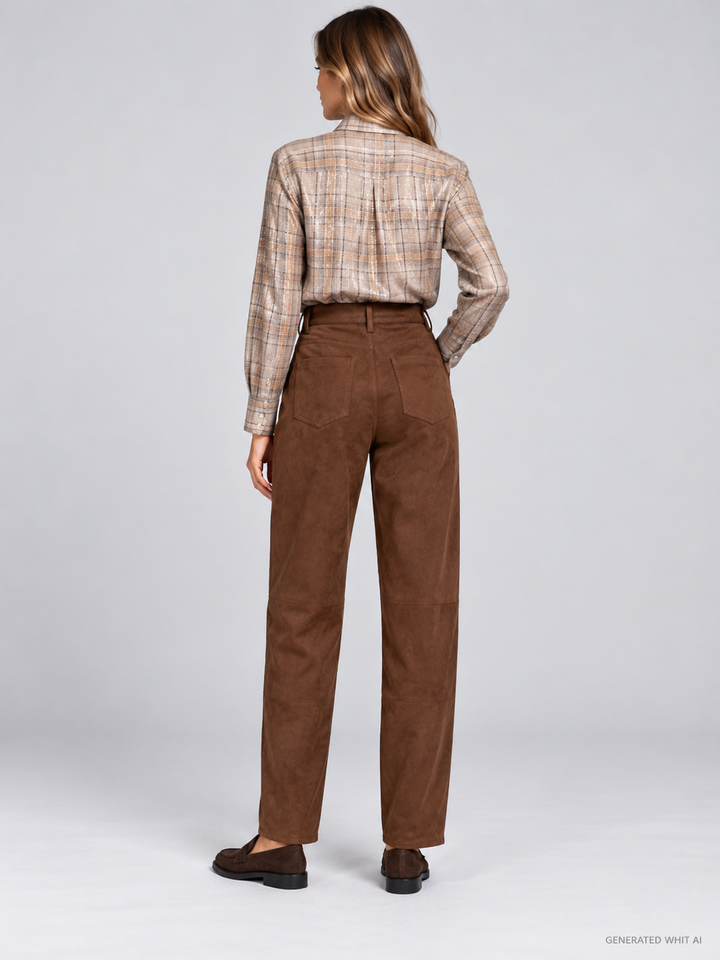 Camicia oversize check con paillettes all over