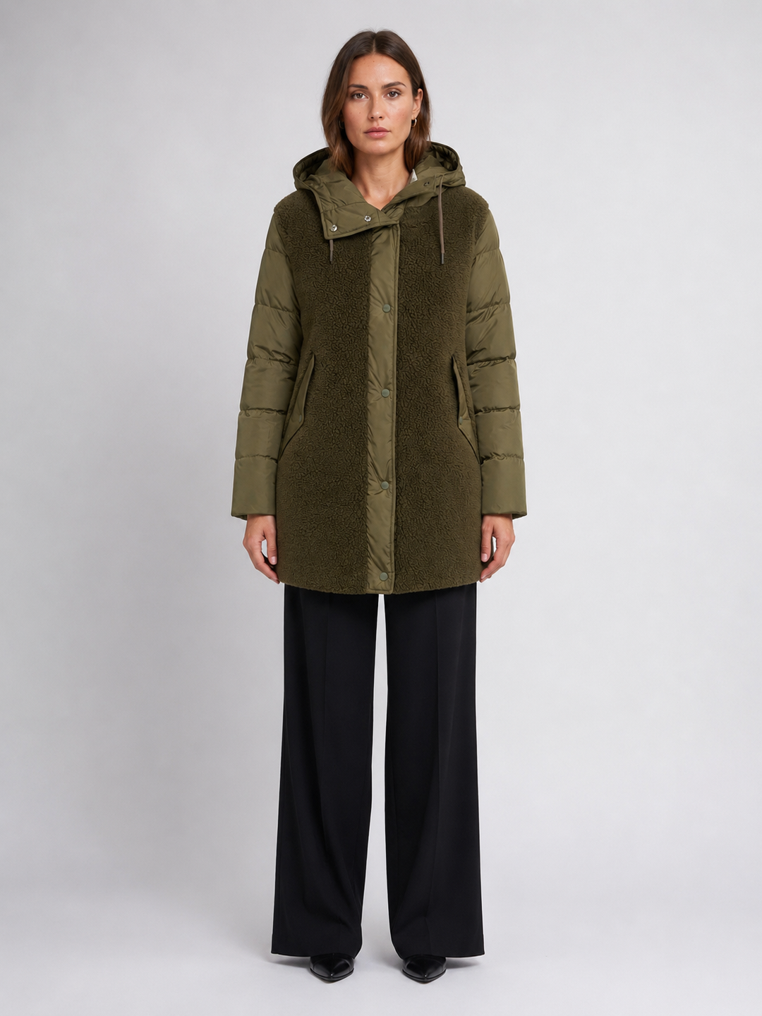Cappotto in Teddy e Nylon Trapuntato