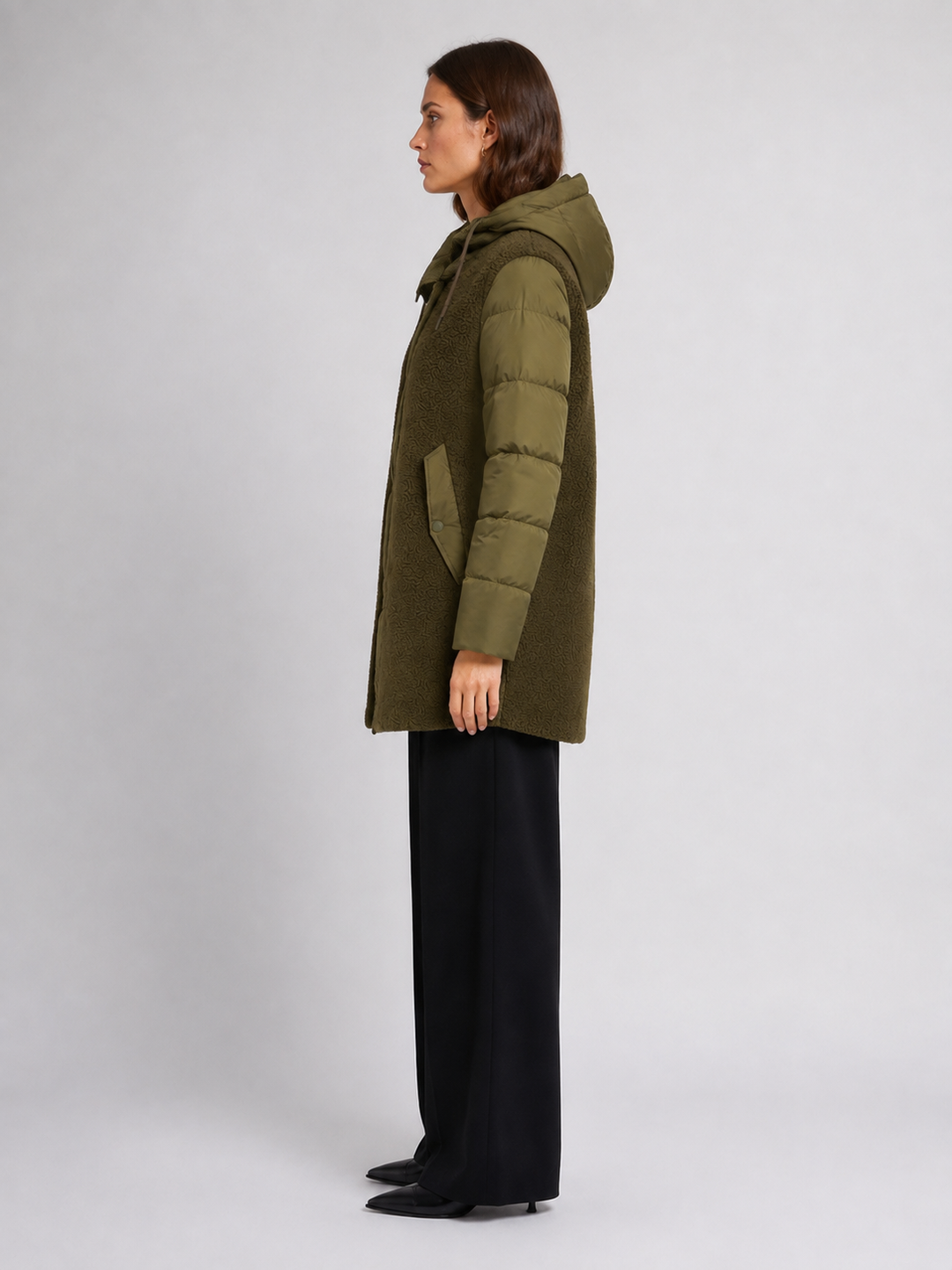 Cappotto in Teddy e Nylon Trapuntato