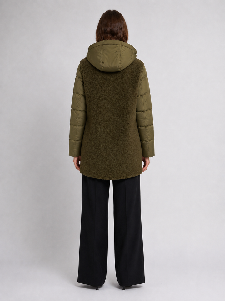 Cappotto in Teddy e Nylon Trapuntato