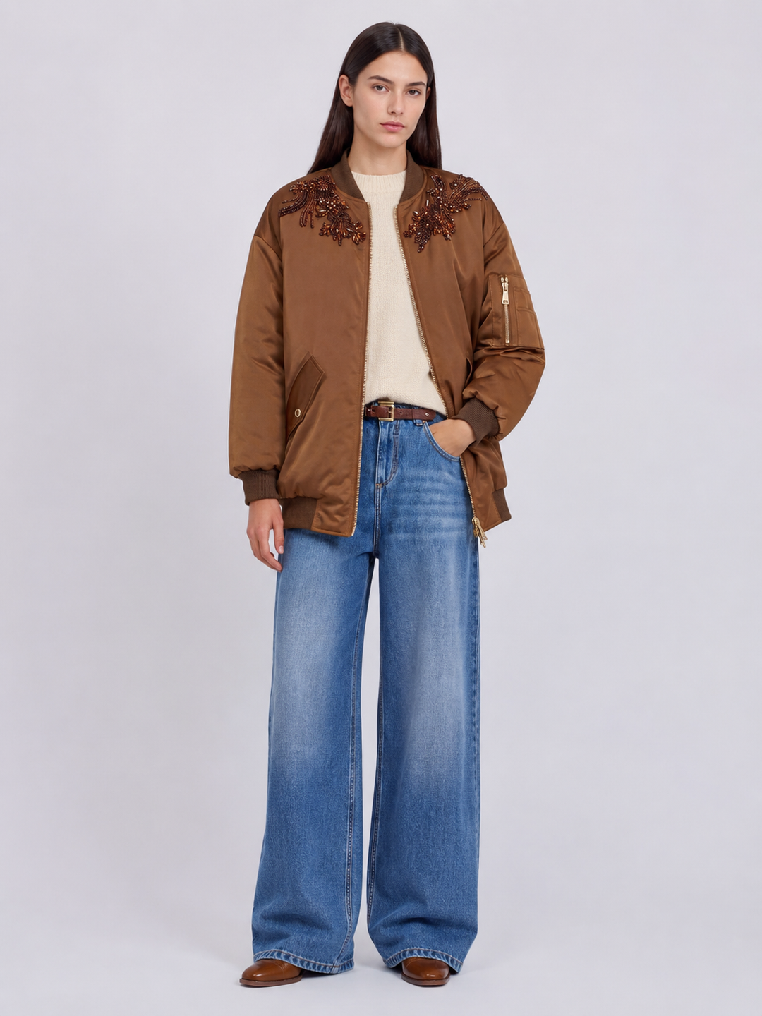 Bomber oversize con ricamo