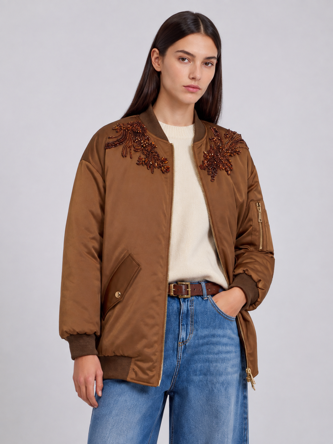 Bomber oversize con ricamo