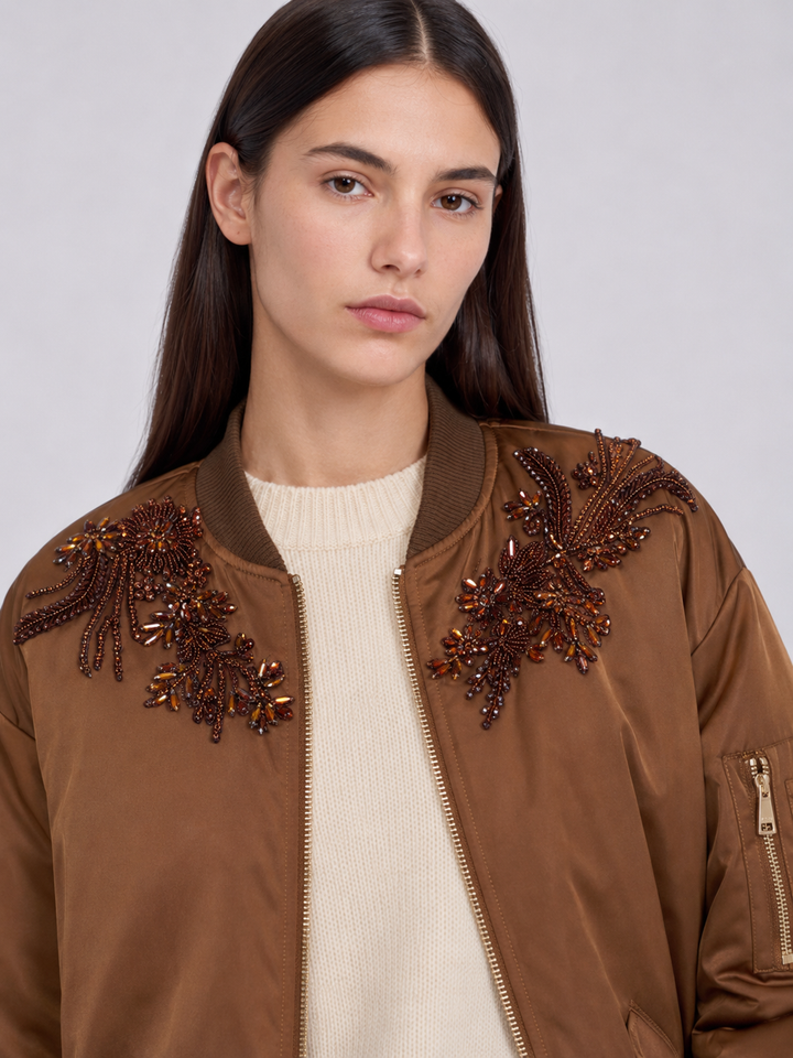 Bomber oversize con ricamo