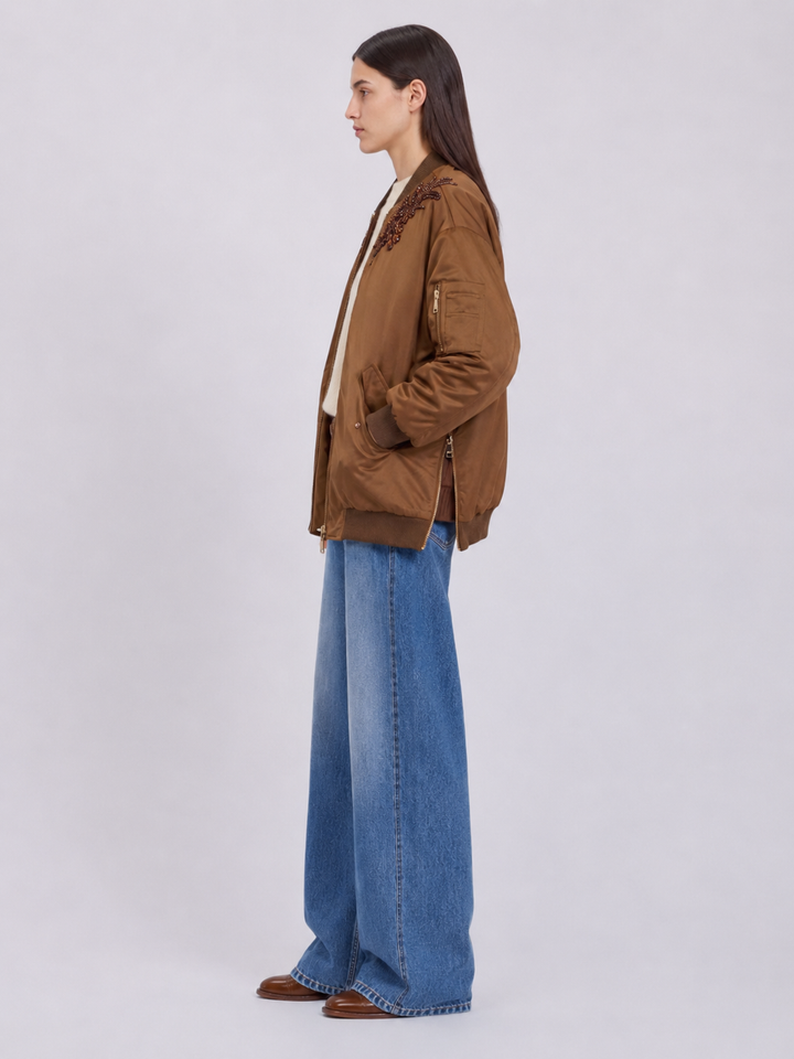 Bomber oversize con ricamo