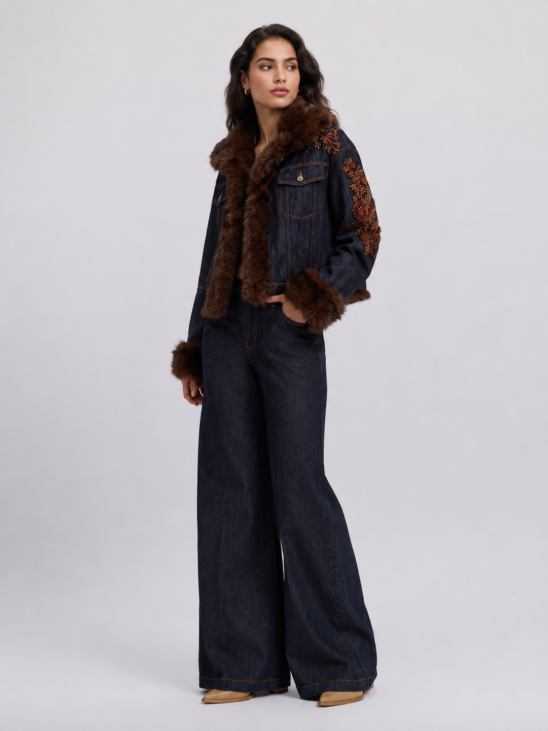 Giacca in denim con ricami