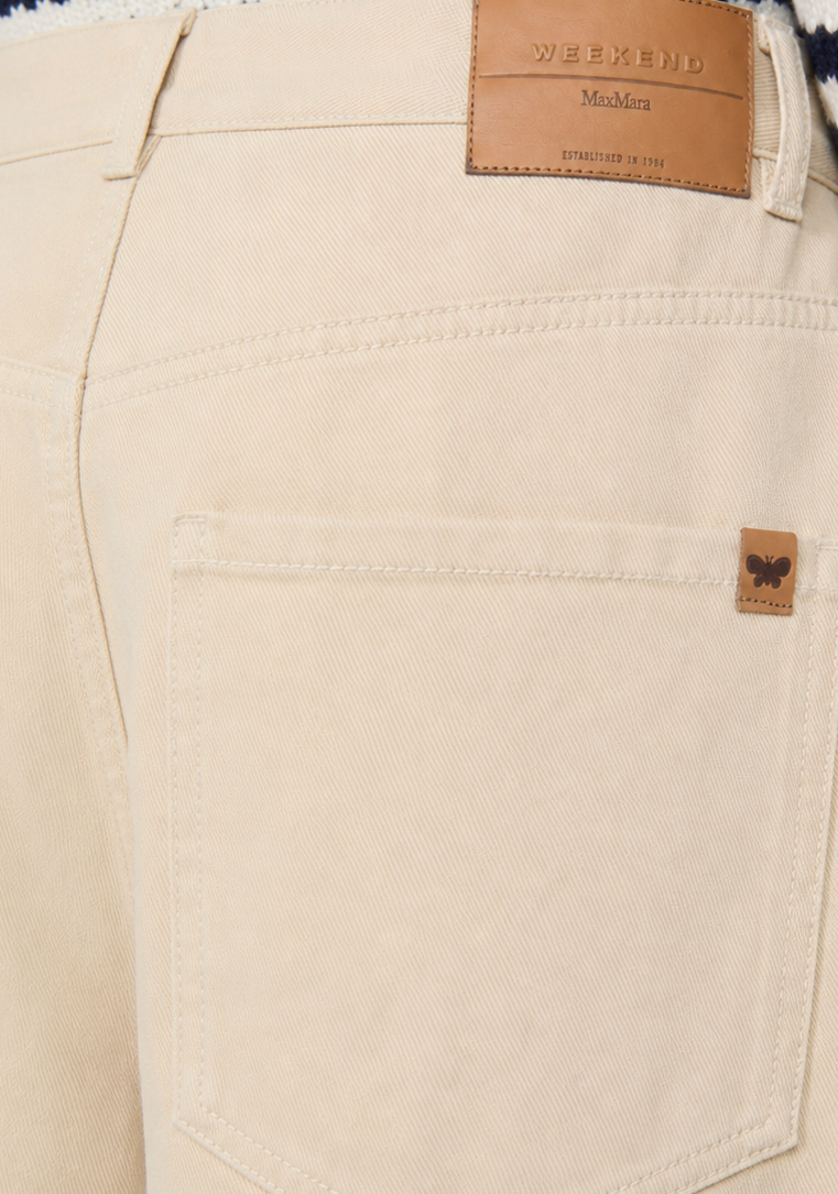 Pantalone barrel leg in drill di cotone