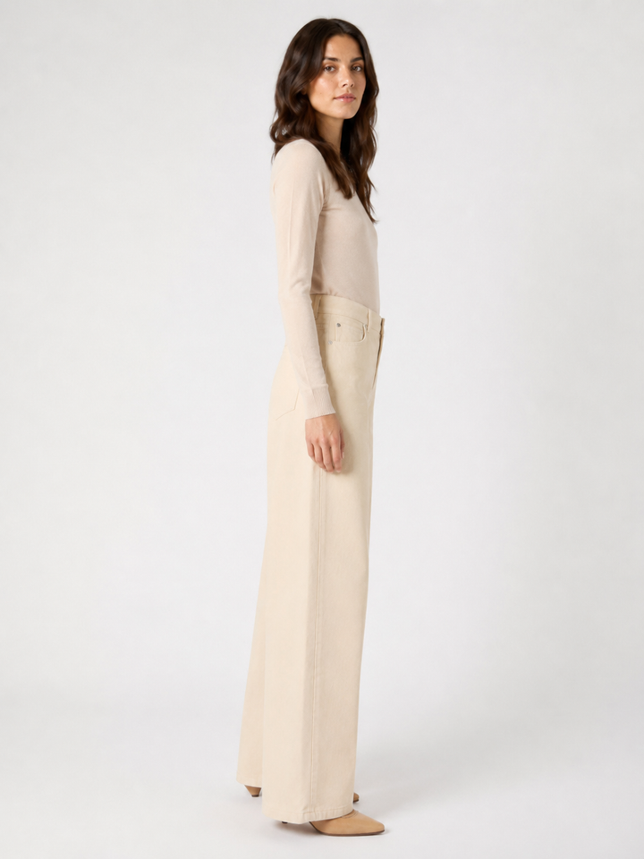 Pantalone barrel leg in drill di cotone