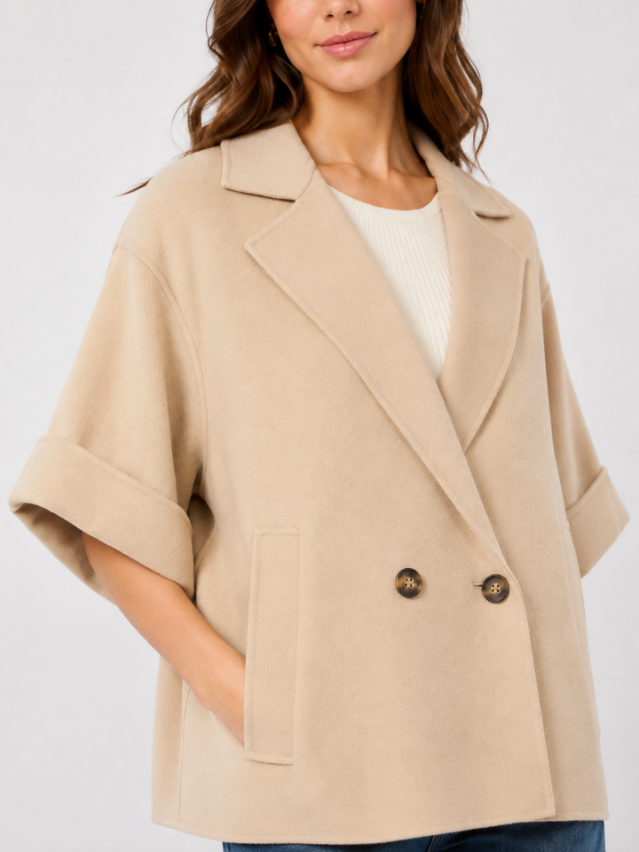 Cappotto corto doppiopetto in lana