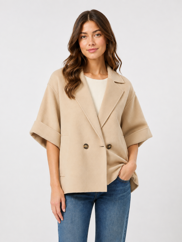 Cappotto corto doppiopetto in lana