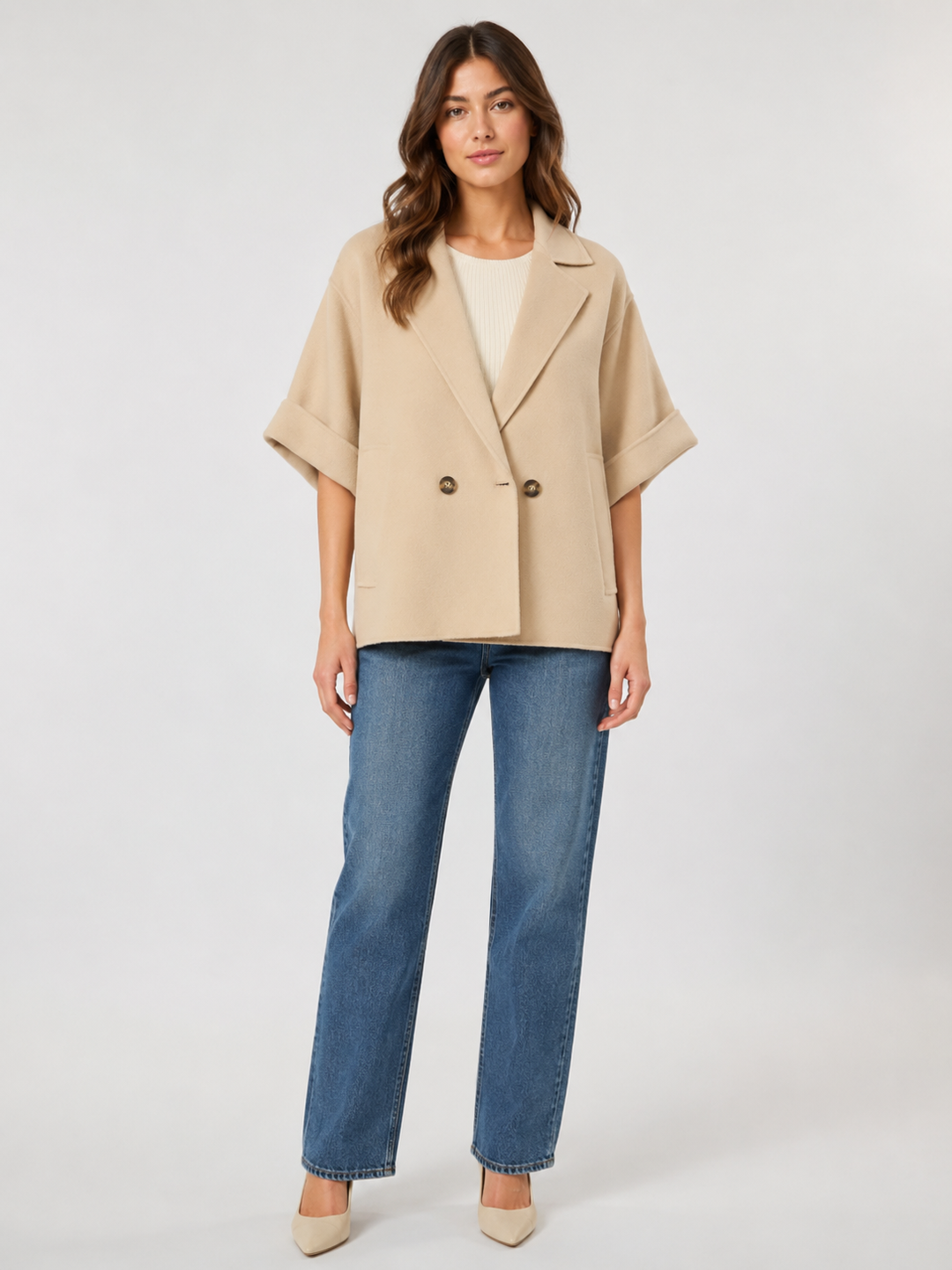 Cappotto corto doppiopetto in lana