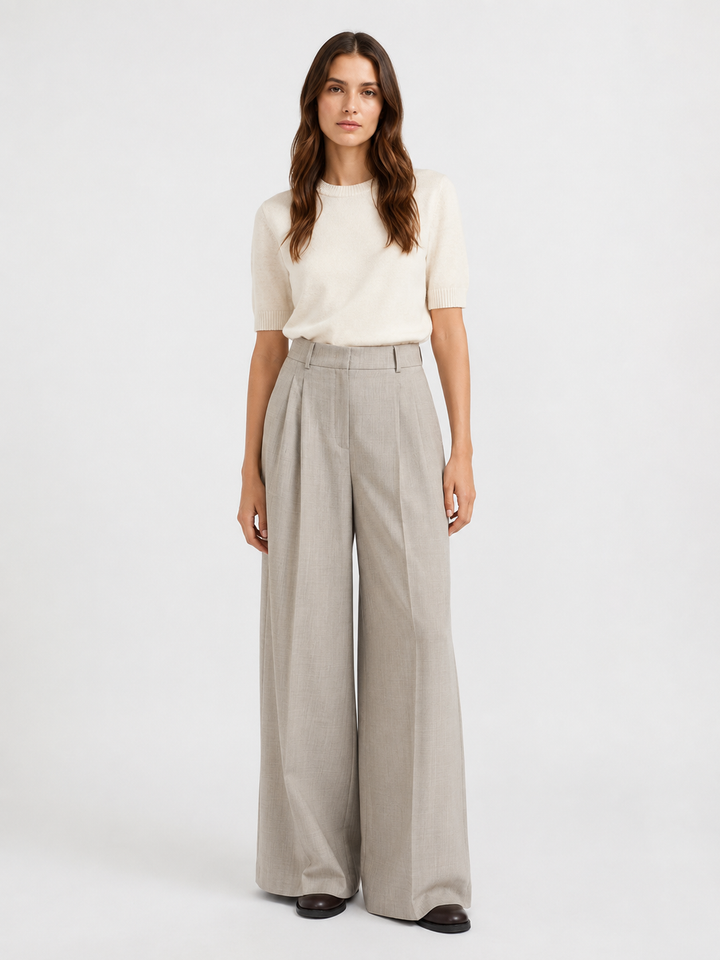 Pantaloni wide leg in tela di lana
