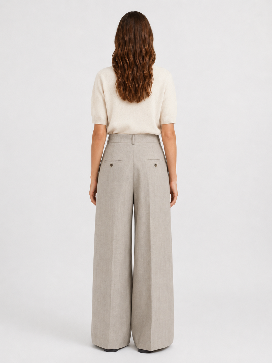 Pantaloni wide leg in tela di lana