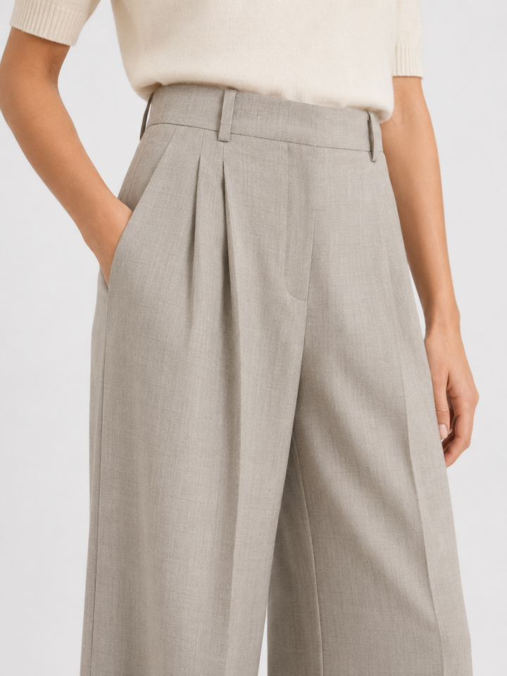 Pantaloni wide leg in tela di lana