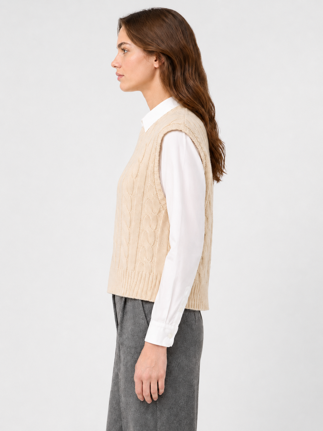 Gilet in lana a trecce