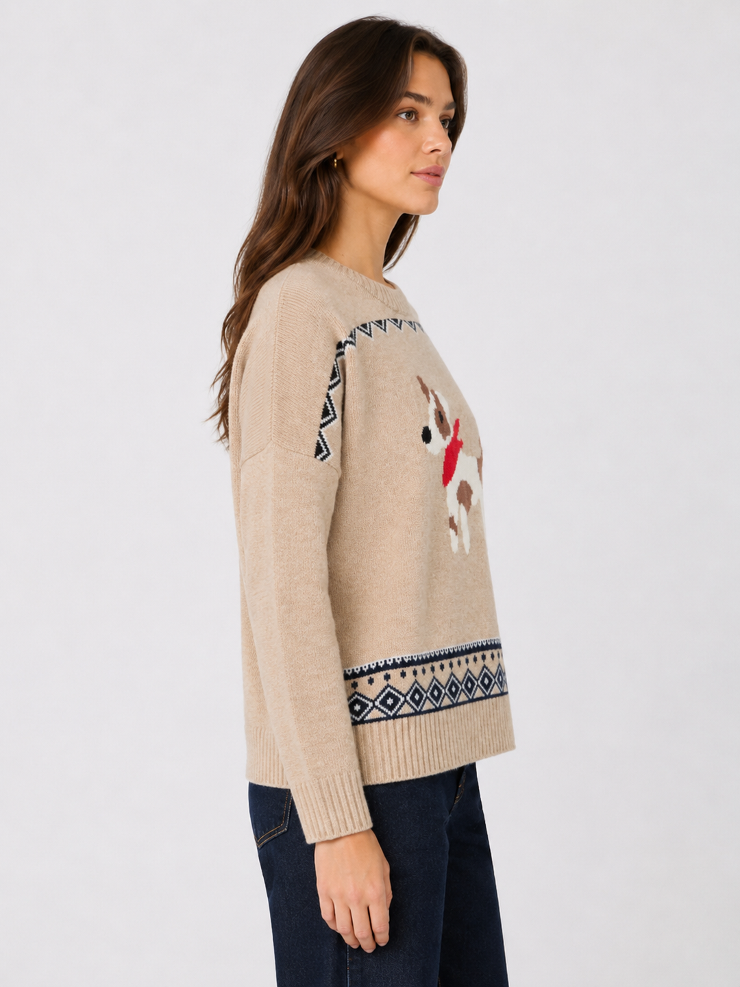 Maglia in lana vergine con motivo jacquard