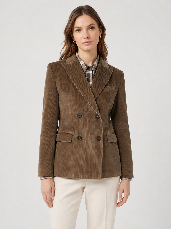 Blazer doppiopetto in velluto di cotone
