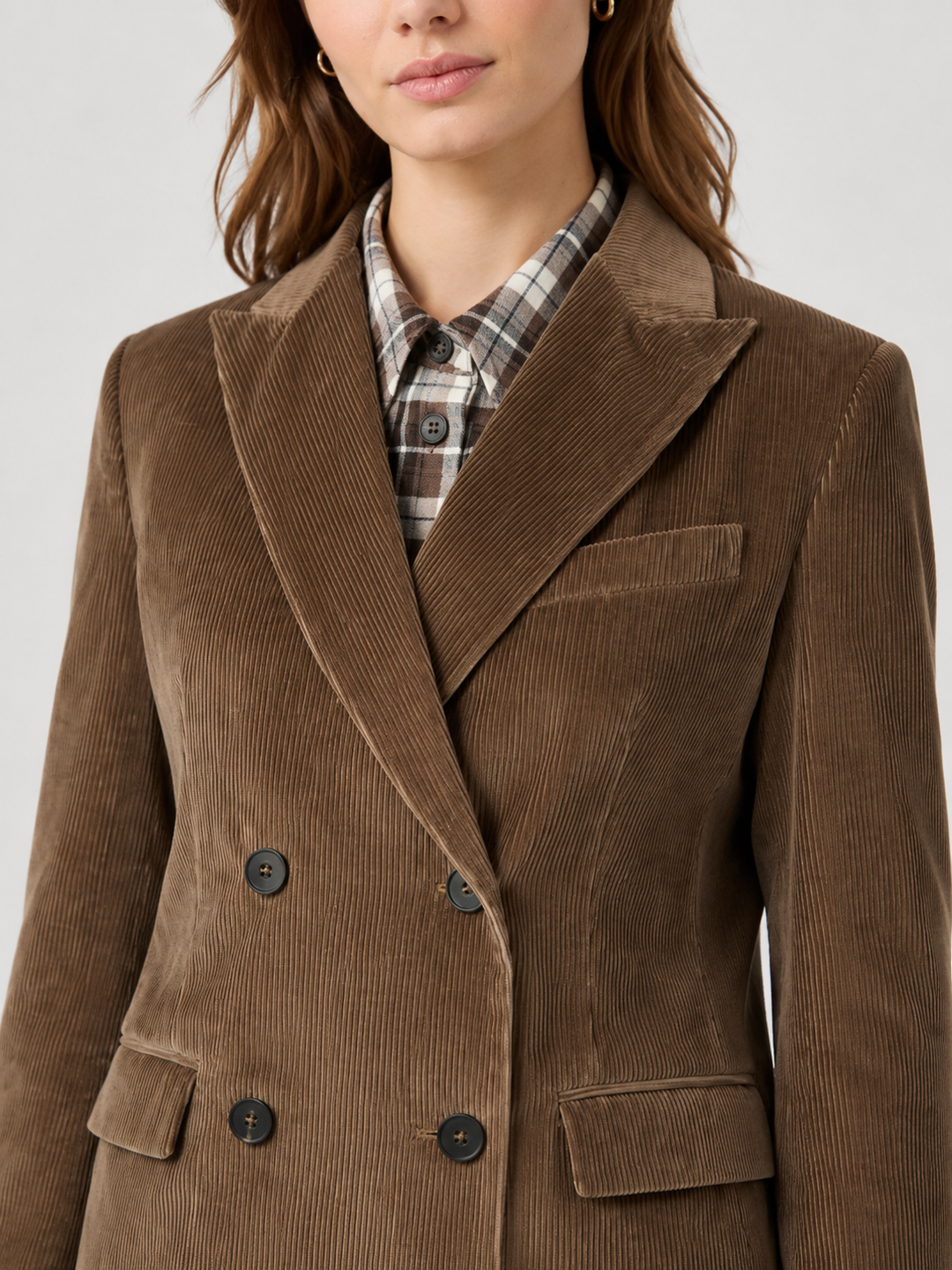 Blazer doppiopetto in velluto di cotone