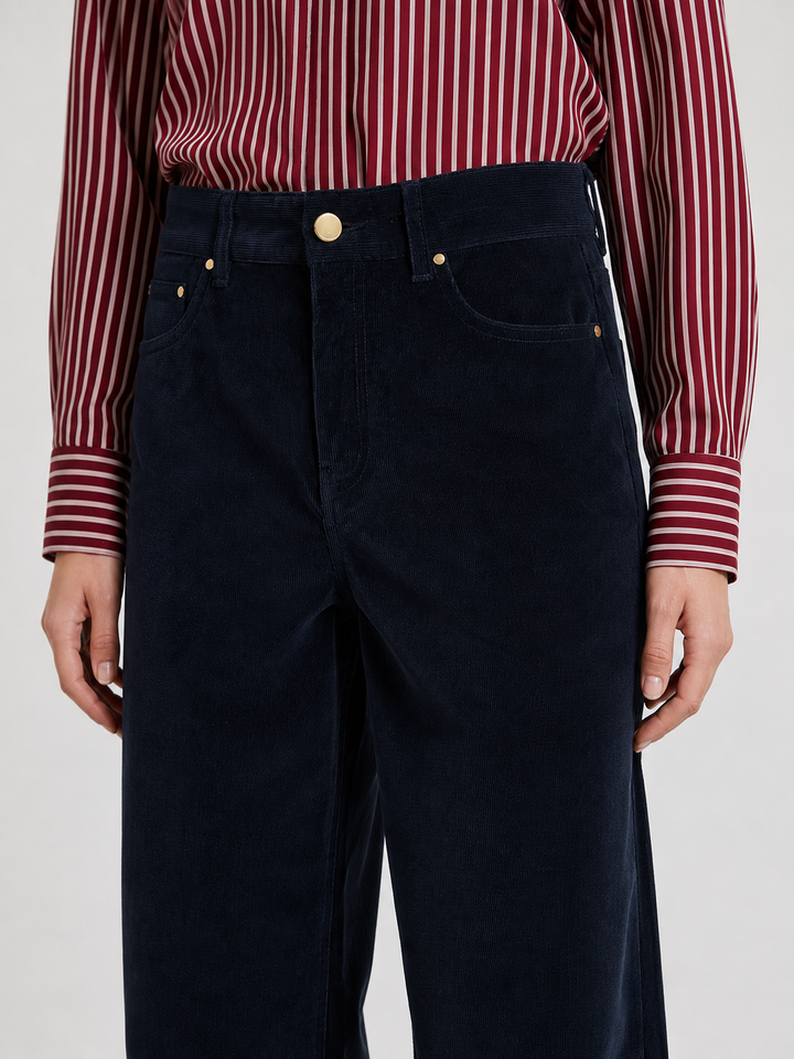 Pantaloni cinque tasche in velluto a costine