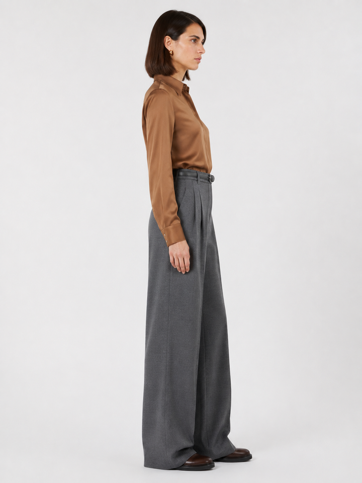 Pantalone maschile in flanella di lana con cintura