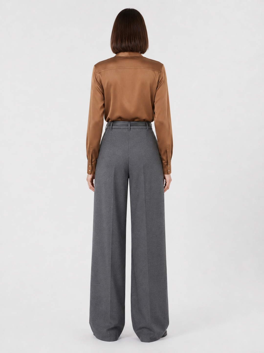 Pantalone maschile in flanella di lana con cintura