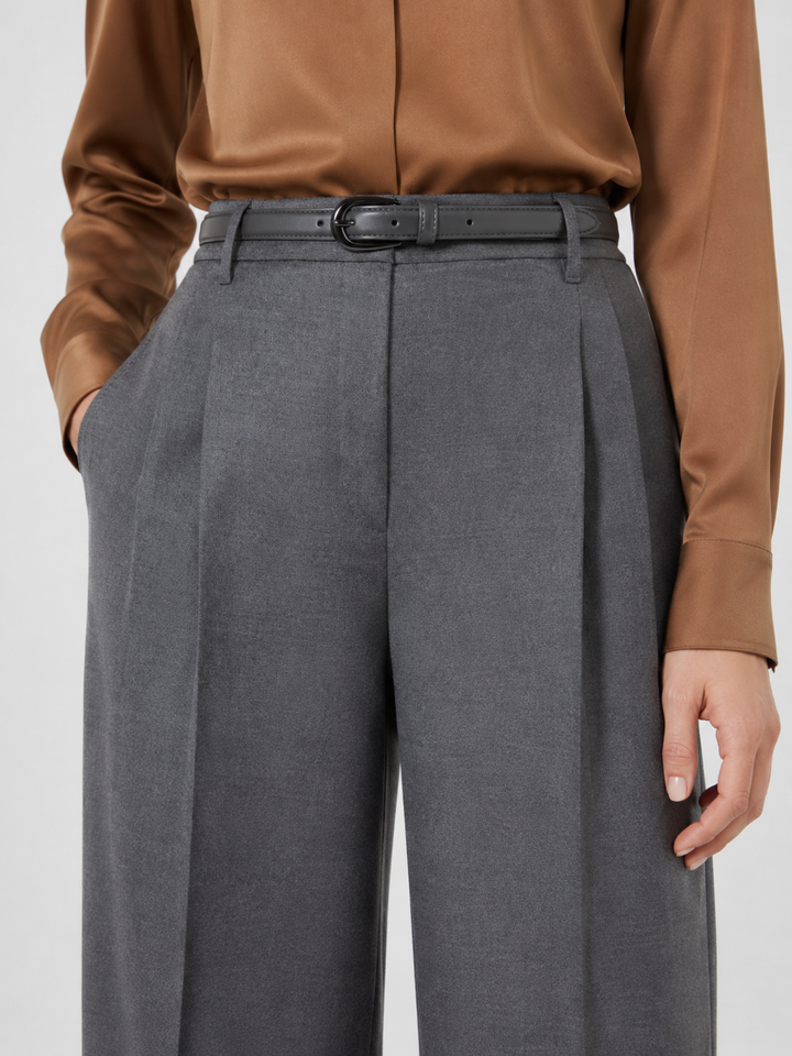 Pantalone maschile in flanella di lana con cintura