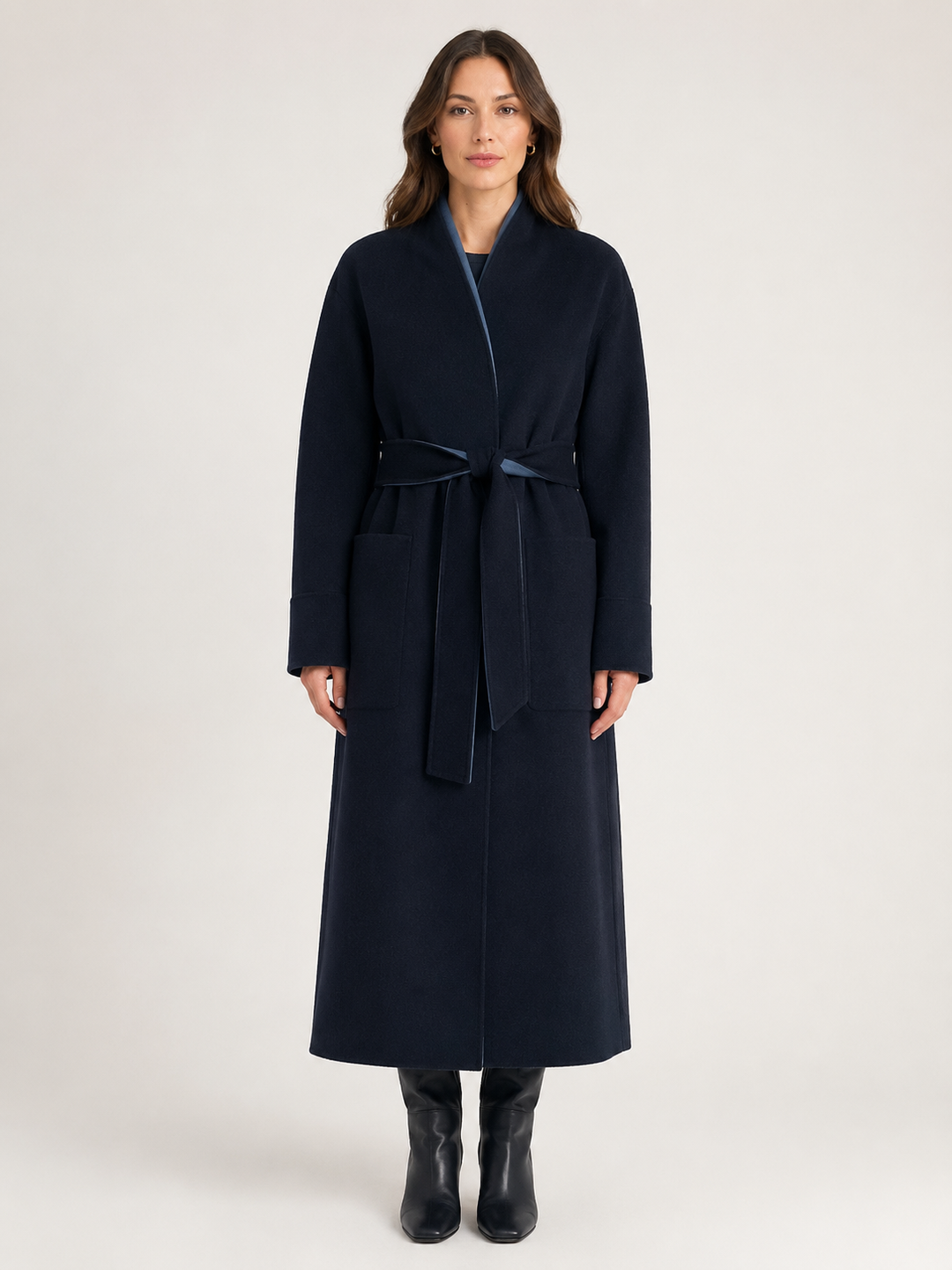 Cappotto kimono lungo in lana