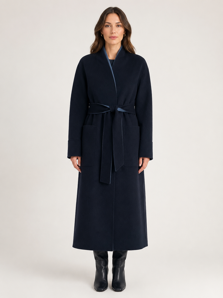 Cappotto kimono lungo in lana