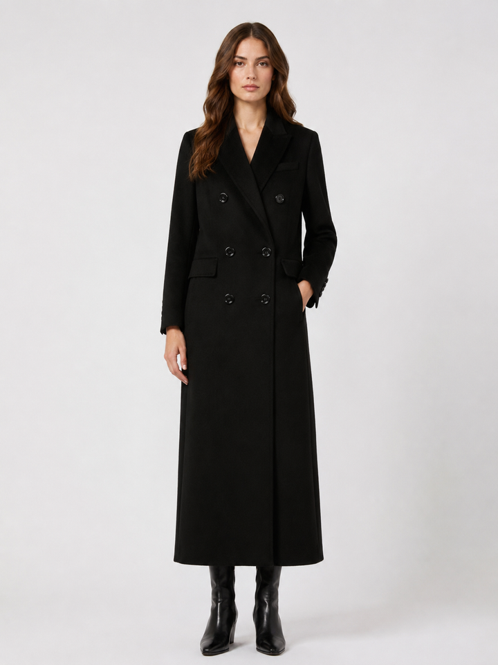 Cappotto lungo doppiopetto in pura lana