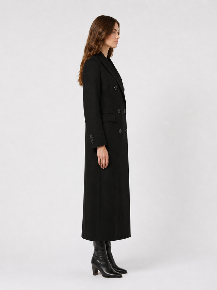 Cappotto lungo doppiopetto in pura lana