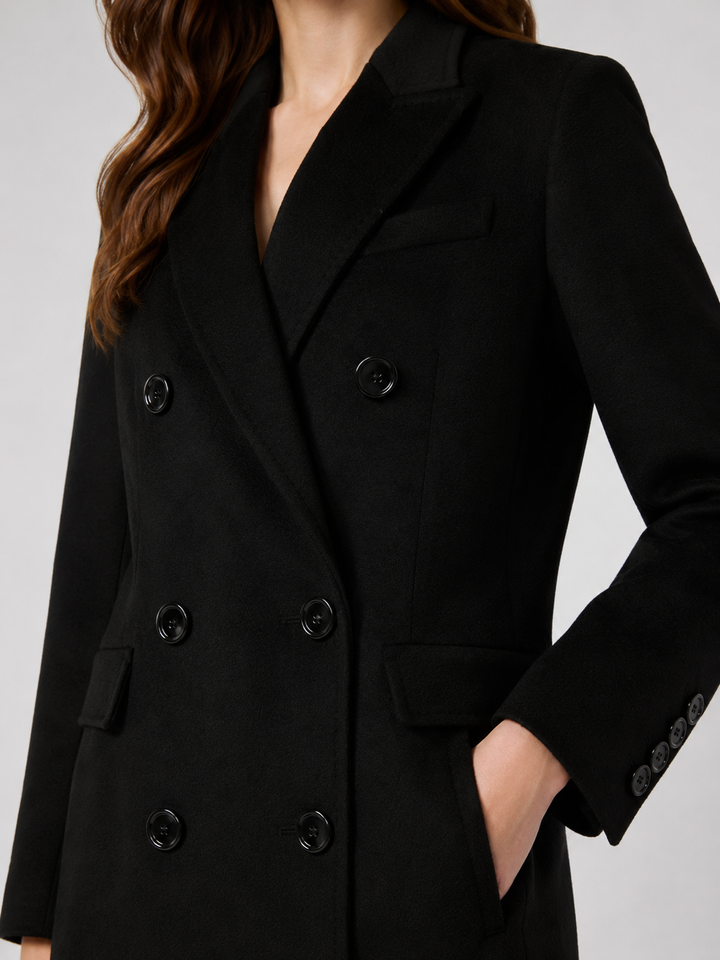Cappotto lungo doppiopetto in pura lana