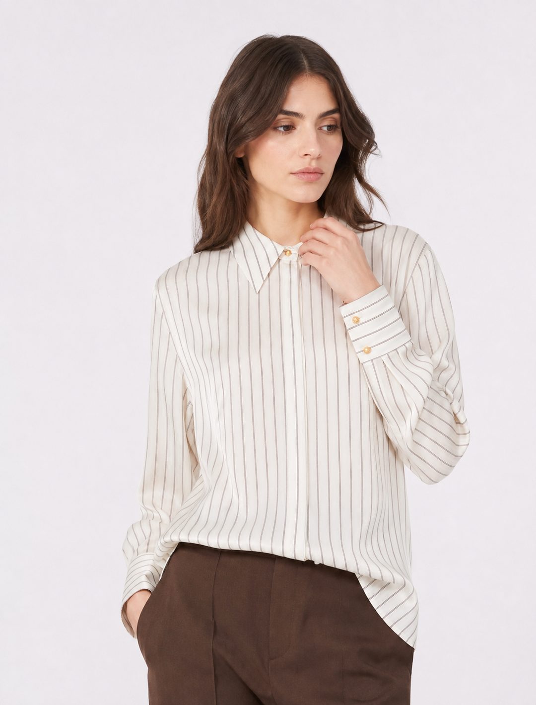 Camicia in seta a righe