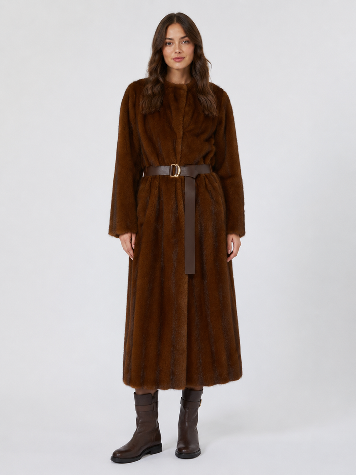 Cappotto lungo soffice con cintura