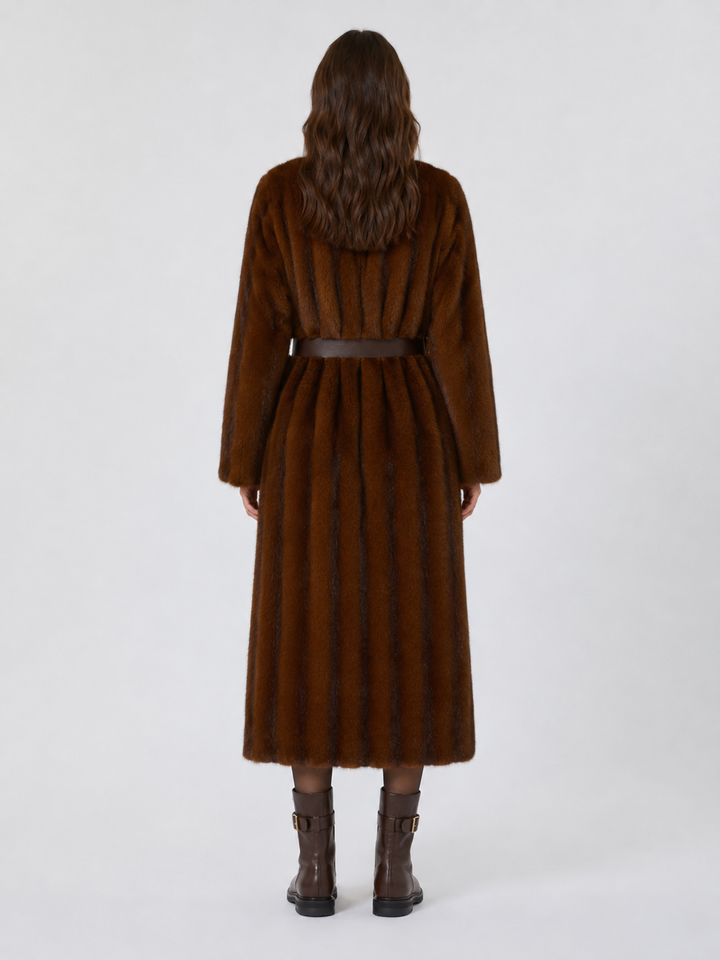 Cappotto lungo soffice con cintura