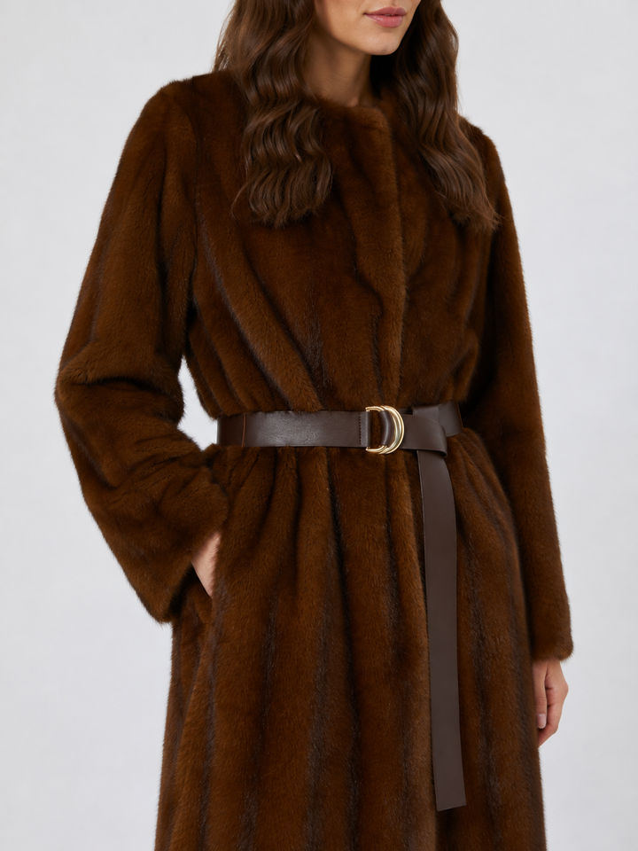 Cappotto lungo soffice con cintura