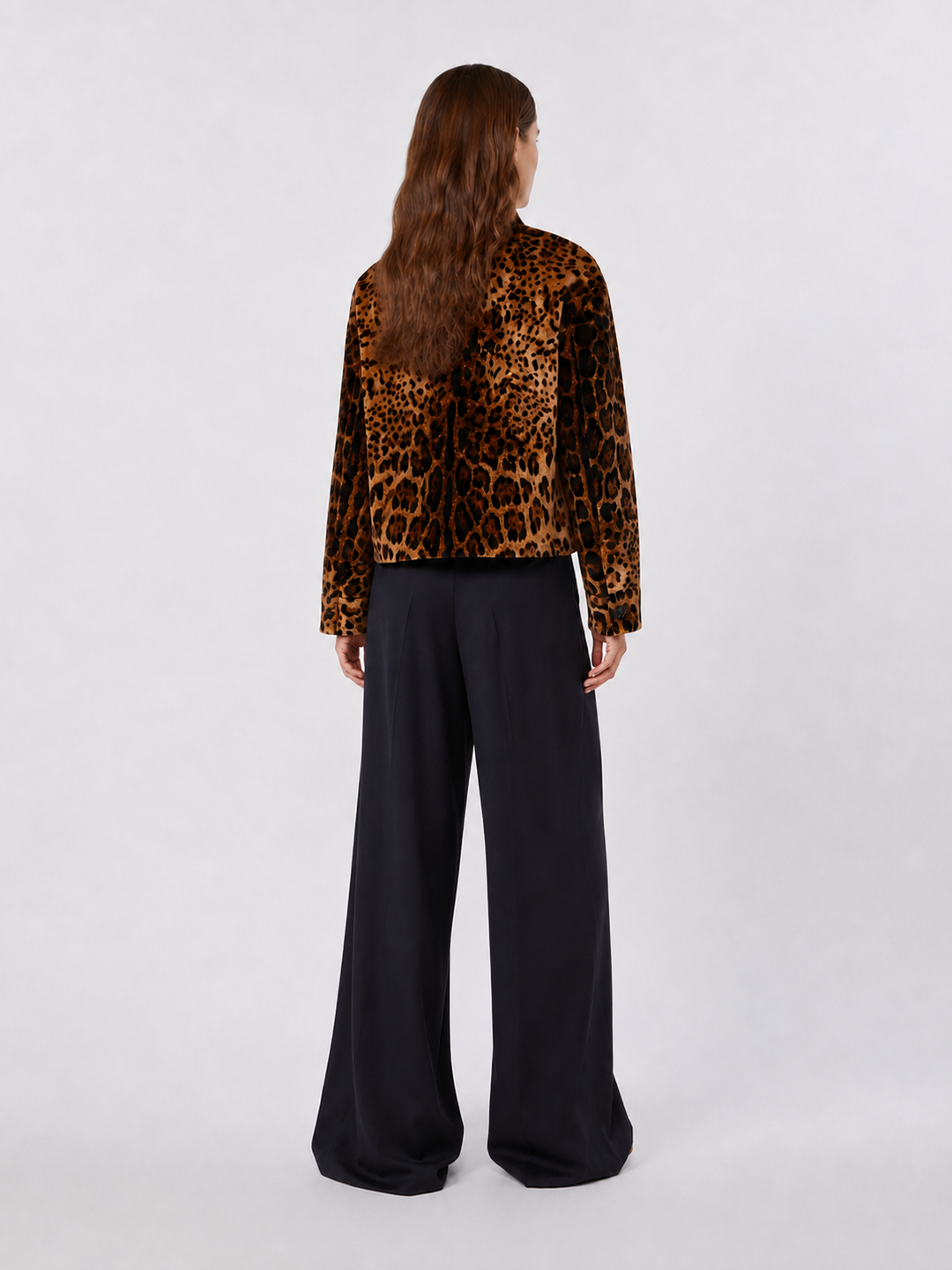 Giacca boxy animalier in velluto di cotone