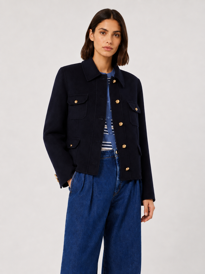 Giacca corta in lana seta e cashmere