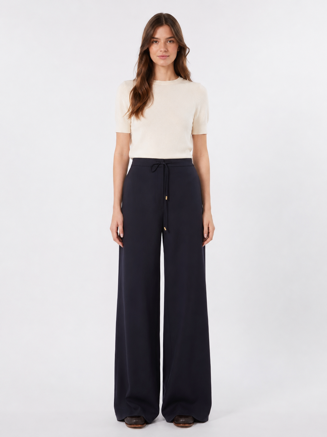 Pantalone in tela di lana con coulisse