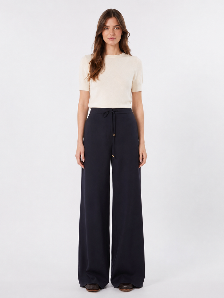 Pantalone in tela di lana con coulisse