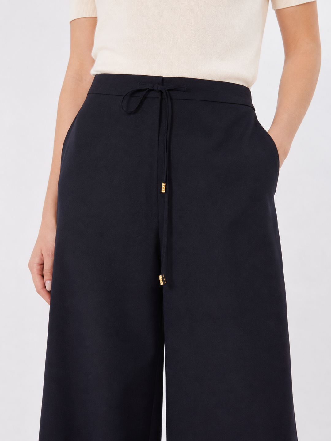 Pantalone in tela di lana con coulisse