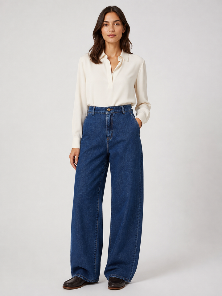 Pantalone in Denim di Cotone