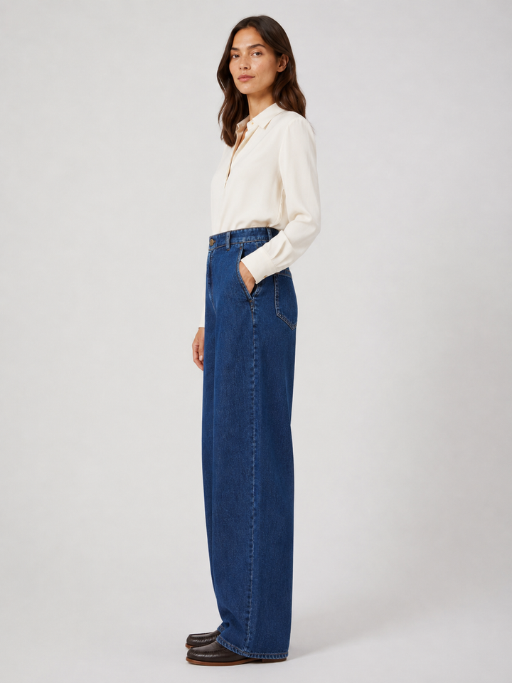 Pantalone in Denim di Cotone