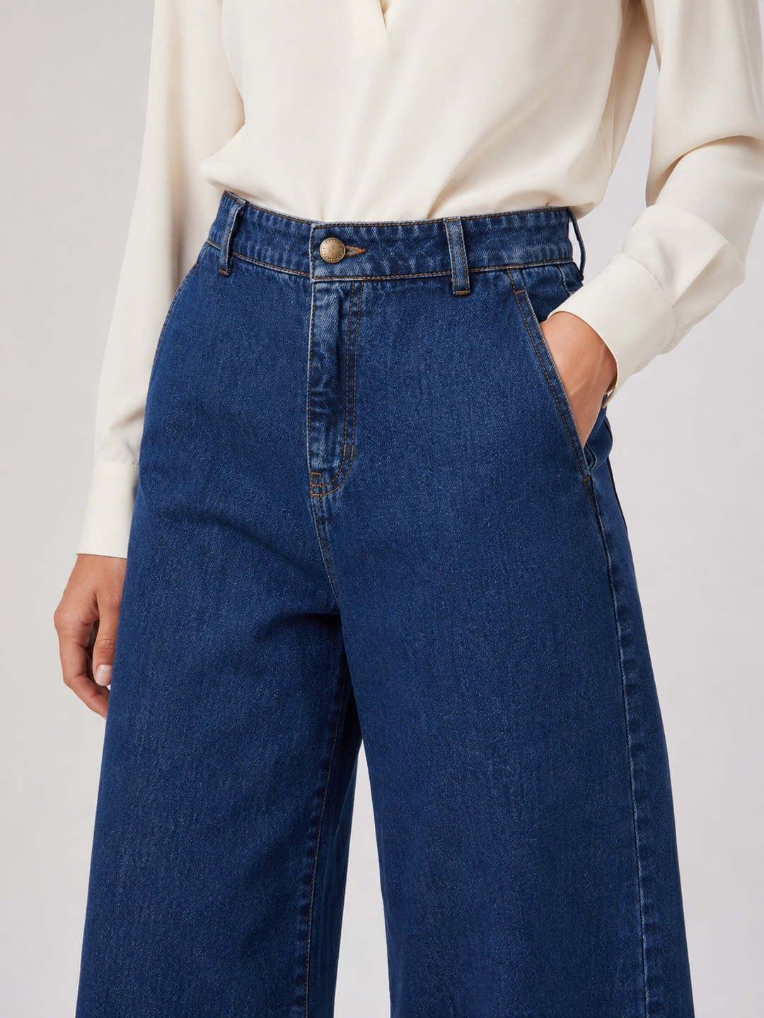 Pantalone in Denim di Cotone