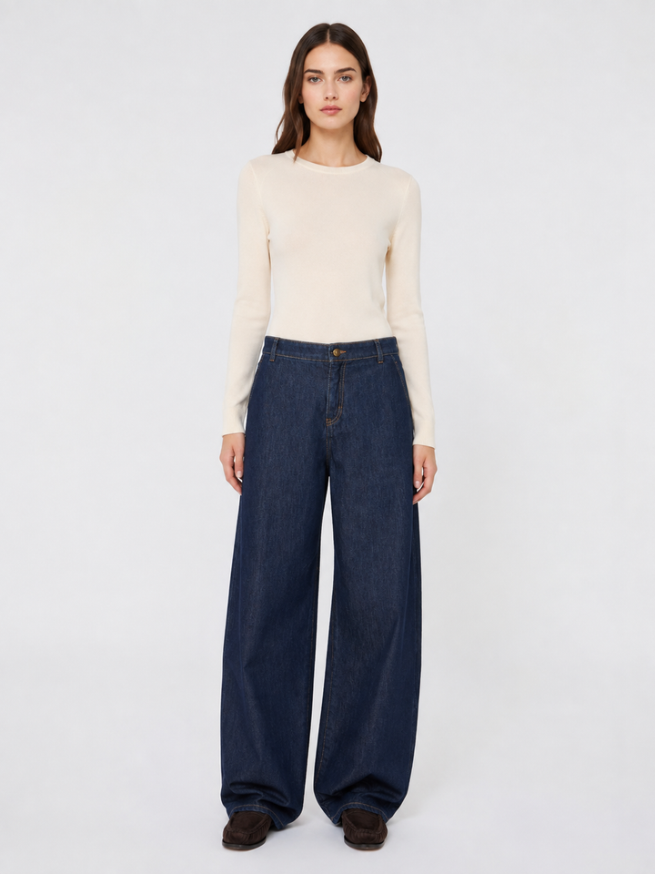 Pantalone in Denim di Cotone