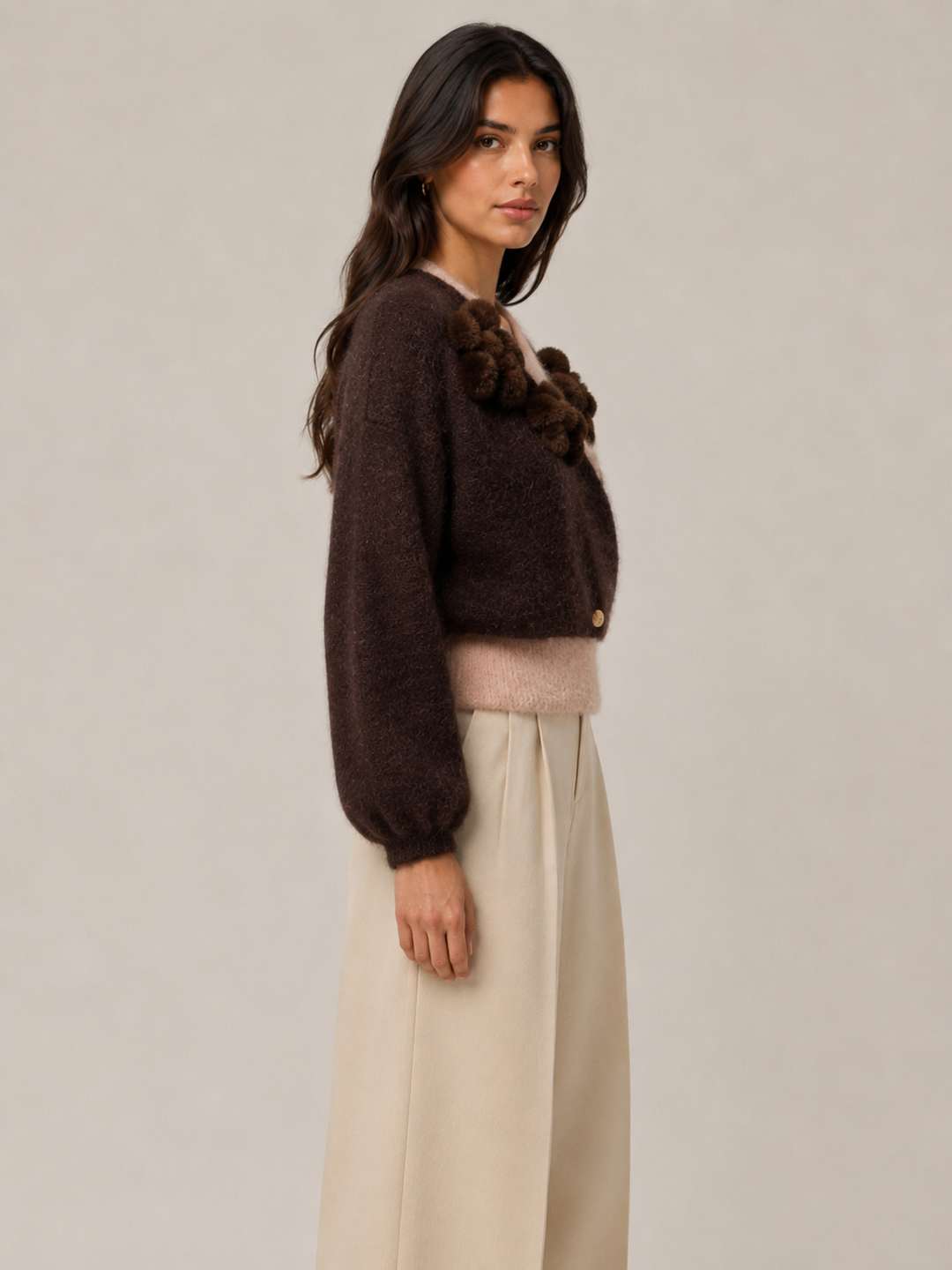 Cardigan in Mohair con Applicazioni Floreali